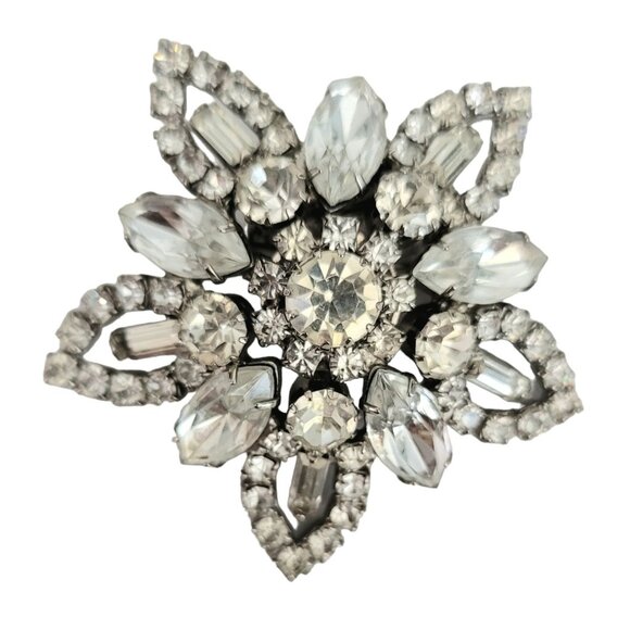 Silver Tone Clear Rhinestone Star Brooch, Pin M424 - Picture 4 of 4